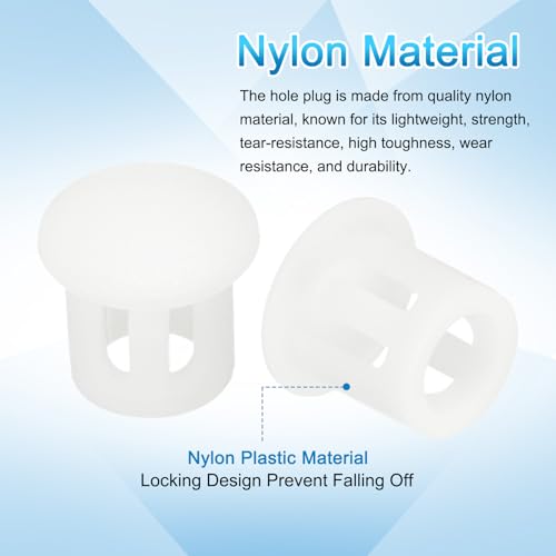 Image of uxcell 100pcs Nylon Plastic Hole Plugs, 1 /5 inch (6mm) Round Drill Screw Hole Plugs Covers, White