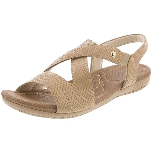 Sandália Casual Feminina Usaflex Confort Tiras Cruzadas Com Elásticos Laterais Couro R1804