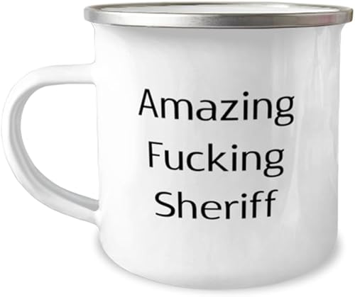 Nice Sheriff Gifts, Amazing Fucking Sheriff, Motivational 12oz Camper Mug For Coworkers, From Coworkers, Love, Law enforcement, Police, Cops