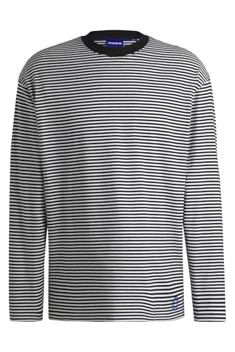 T-Shirt Ample HUGO Nustripe en Jersey de Coton contre l'Inconfort des Rayures