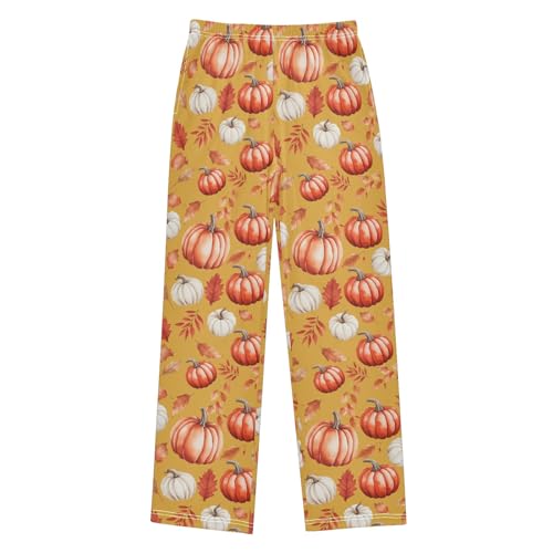 Pajama Pants Lounge Sleep PJ Bottoms Sleepwear Elastic Waist Drawstring S Orange Pumpkin