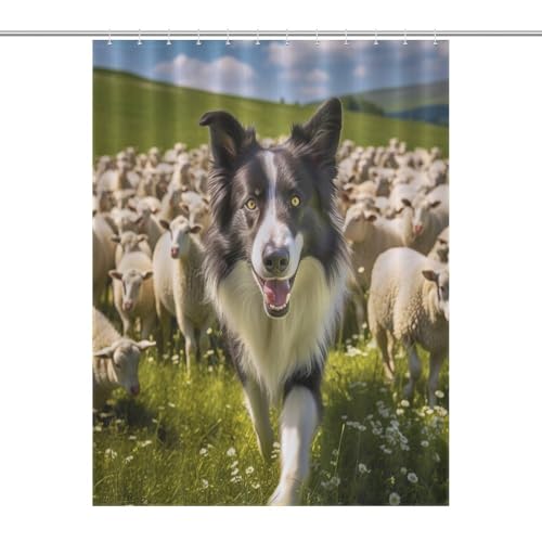 Rideau de douche imperméable anti-odeur tissu polyester séchage rapide chien