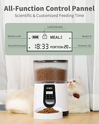 Automatic Cat Feeder, Arspic 4L Auto Cat Food Dispenser with Programmable Timer Feeder and Portion Control Automatic Pet… - Image 7