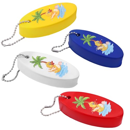 Image of Gosknor 4pcs Floating Keychains for Boating, Fishing, Surfing & Water Sports, Bright PU Floating Key Ring Boat Keyring