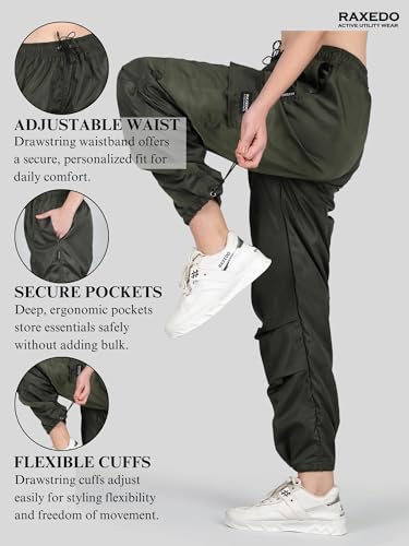 Image of Parachute Pants for Women - Water-Resistant Cargo Pants for Women | Stylish Activewear for Travel, Office, Gym, Trekking & Everyday Comfort | Korean Pants for Woman