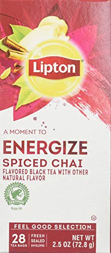 Lipton Spiced Chai Black Tea - 28 tea bags per box, 6 boxes per case