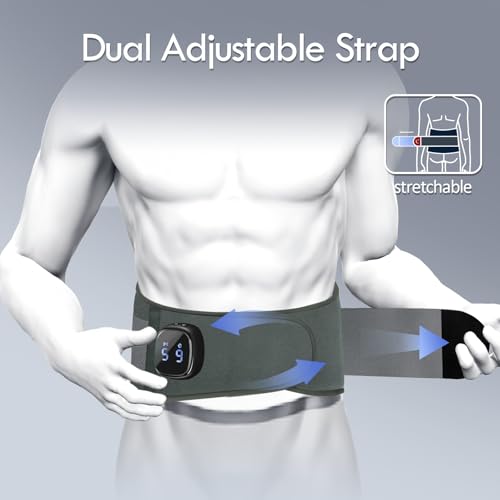 Image of Comfytemp Cordless Portable Heating Pad with Massager for Lower Back Soothing, 9 Heat 5 Vibration 3 Intensity App Control, Rechargeable Cordless Wireless Heated with ifts for Mom Dad Senior, Grey