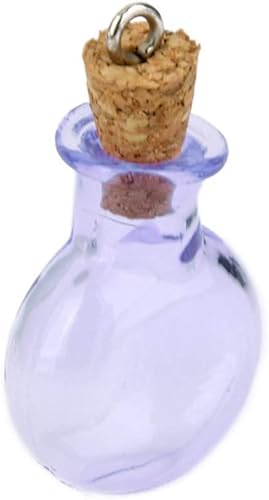 Miniatura 6 de Milisten Botellas pequeños frascos de vidrio 10 piezas mini botellas de vidrio frasco plano redondo botellas de deseos colgantes colgantes lindos