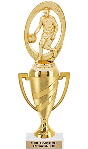 Crown Awards Basketball Trophy, 10" Gold Cup Boys Basketball Trophies with Engraving Included, 1 Pack