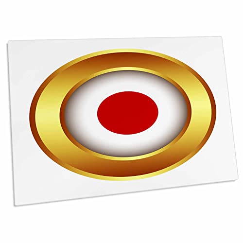 3dRose Japan Flag Golden Border Pad Redondo 23x16