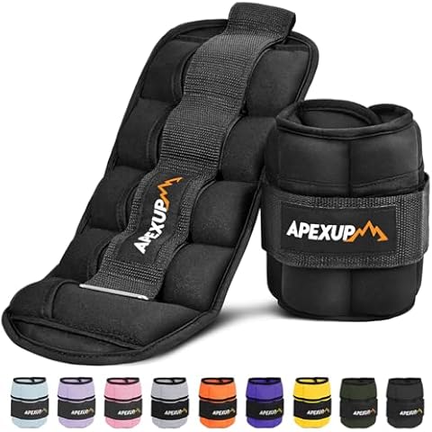 APEXUP 10lbs/Pair Adjustable Ankle Weights for Women and Men, Modularized Leg Weight Straps for Yoga, Walking, Running, Aerobics, Gym (Black) Cover