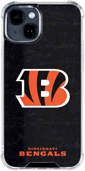Skinit Clear Phone Case Compatible with iPhone 15 - Officially Licensed NFL Cincinnati Bengals - Distressed Design