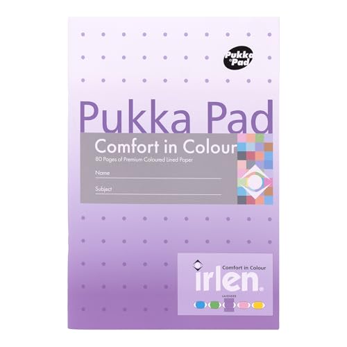 Image of Pukka Pad Irlen A5 Exercise Book – Pack of 5 Staple Bound Notebooks with 80 Pages, 40 Sheets of 80GSM Paper – Designed with Guidance from the Irlen Institute to Help with Visual Processing – Lavender