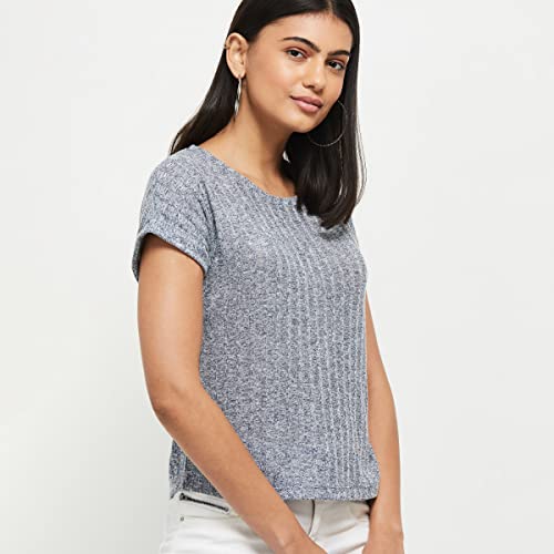 Image of Max Women's Cotton Regular Fit Textured Round Neck T-Shirt