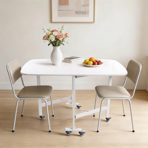 Table rabattable gain de place blanche pour aménager un petit salon ou studio