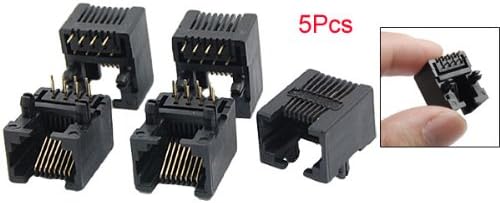sourcing map 5 Pcs Unshielded RJ45 8P8C Modular PCB Jack Network Socket Connectors, Black - Image 3
