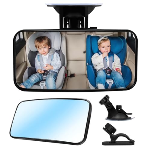 Specchietto retrovisore per bambini, specchietto retrovisore per auto, sedile posteriore, girevole a 360°, con ventosa e clip a molla, ampio campo visivo 13 x 6,5 cm