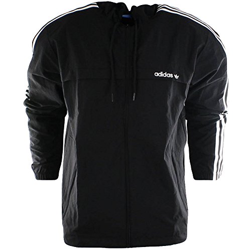 adidas Cortavientos de 3 rayas para hombre. - negro - Large