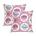 LINGF Zestaw 2 babeczek poszewka na poduszkę piękny kolorowy babeczka w pastelowych różowych kolorach kreskówkowy poszewka na poduszkę do salonu na sofę kanapę wystrój ukryty zamek błyskawiczny