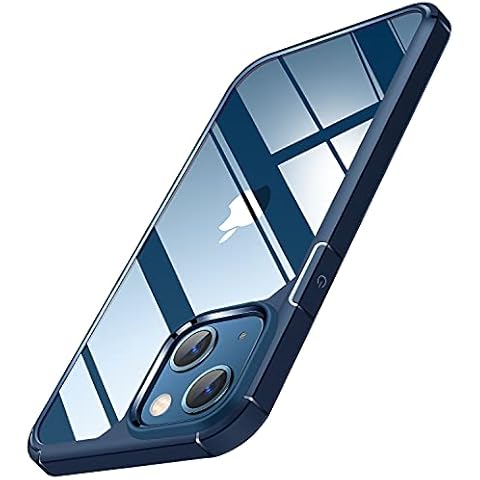TENDLIN Compatible with iPhone 13 Case Crystal Clear Hard Back Soft Bumper Protective Case (Blue) Cover