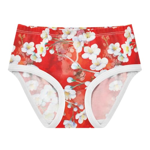 Joisal Cotton Girls Underwear Toddler White Cherry Blossom Flowers Red Little Girl Panties Stylish Kids Briefs Undies 2t