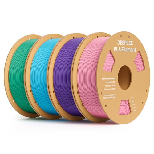 Image of PLA 1.75mm 3D Printer Filament, Dimensional Accuracy + /- 0.02mm, Neatly Wound, No Clogging, Vacuum Package, Fits for Most FDM 3D Printers, 4 Pack 1kg Pink & Purple & Sky Blue & Sea Green