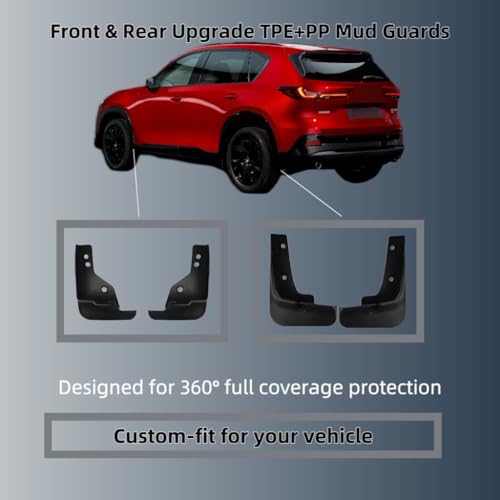 Image of No Drill Mud Flaps Compatible with 2022-2025 Mazda CX-5 CX5 (Gas Only, NOT for Hybrid /PHEV) - Front & Rear Splash Guards, PP All Weather Mudflaps, Custom Fit Exterior Accessories