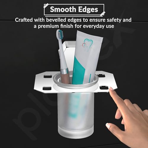 Image of Plantex Tumbler Holder for Bathroom /304 Grade Stainless Steel Toothbrush Holder /Toothpaste /Razor Holder /Bathroom Accessories - Pack of 1 (PM-2406, Chrome)