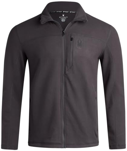 Spyder Mens Fleece Jacket - Active Polar Fleece Suede Mens Lightweight Jackets for Workout - Athletic Zip Up Jacket for Men, Size X-Large, Dark Grey