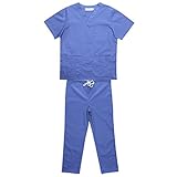 uniforme de enfermera vestido Uniforme de enfermería Gazechimp Hombres Mujeres Uniforme de Clinica Hospital Ropa para Enfermería 5 Tipos de ColorPúrpura/Azul/Rosado/Verde/Rojo - Azul, XXXL