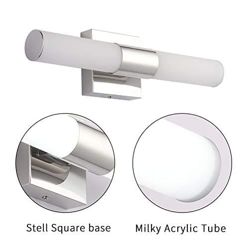 Image of Bathroom Vanity Light Fixture, 16 inch Inches 8W 6000K Chrome LED Mirror Lights for Bathroom Wall Sconces Bar Lighting