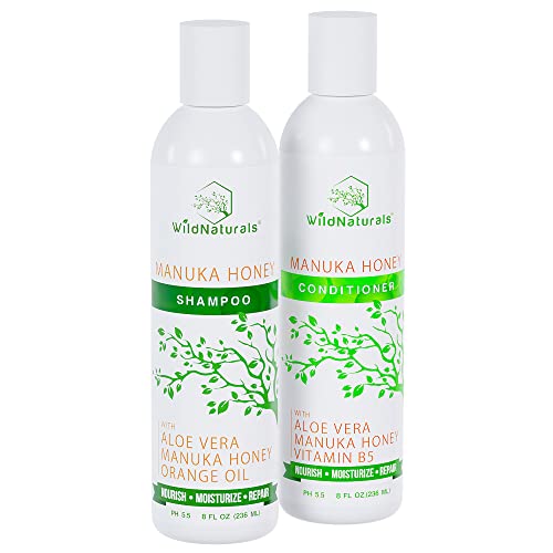 Sulfate Free Shampoo And Conditioner Set With Manuka Honey - Moisturizing Shampoo And Conditioner For Itchy Dry Scalp - All Natural Dandruff Shampoo And Conditioner - Curly Hair And Color Safe Shampoo #TOP3