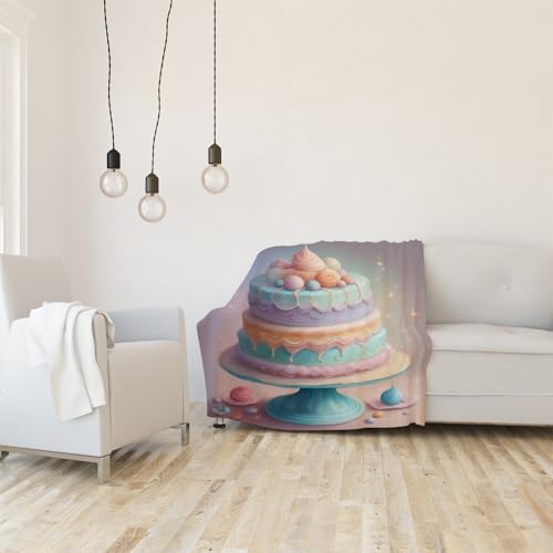 Plaid polaire gâteau bleu violet 130x150cm couverture imprimée 3D - 5