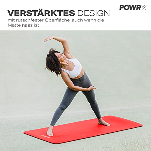 Powrx Yoga Mat Thick | Exercise Mat 1/2" - 3 Widhts With Carrying Strap And Bag | Non-Slip Workout Mat For Women Men Home Fitness Stretching Pilates Gymnastics Floor Gym Equipments, Red #TOP4