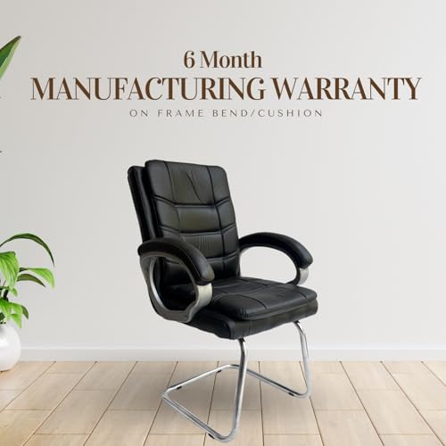 Image of activa Executive Office Visitor Chair | Ergonomic Relax Chair for Study, Home, Reception| Comfortable Cushioned Seat Back, Double Pipe Frame with Arm Rest Guest Seating (2, Prime Black, Star)