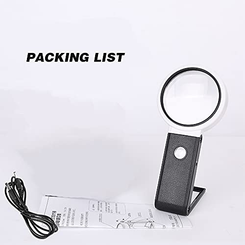 Lupa portátil Lupa multifuncional de 90 mm 5X / 25X Ampliação ajustável Espelho Redondo Dobrável com