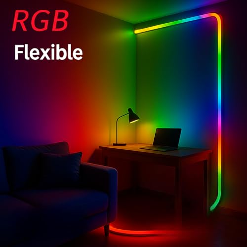 Image of NEWNESS 5 Meter RGB Neon LED Strip Light | IP65 Waterproof Indoor Outdoor Flexible Silicone Rope Light with 12V Adapter for Home Decor