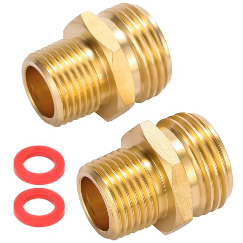 Sanpaint 2 Pack 3/4 GHT to 1/2 NPT Male Connector Brass Garden Hose Fitting Male Hose Adapter Brass Garden Hose to Pipe Fittings Connect