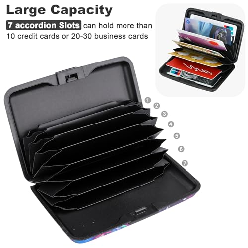 Image of Elfish Mini RFID Aluminum Wallet Credit Cards Holder Business Card Case Metal ID Case for Men Women (Gorgeous flowers)