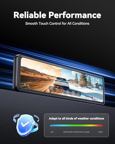 JOMISE T860+ Mirror Dash Cam 4K Front and 2.5K Rear, Detached Front Camera for 10-Minute Install, 3X Zoom Rear View Mirror Camera, 64GB Card Included, Night Vision, WDR, Parking Assist, GPS