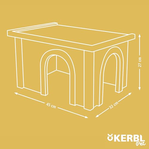 Kerbl Pet Nagerhaus, Kleintierhaus, Nagerhütte, 45x32x27cm, Spießtanne, Kunststoff, Nager, wetterfestes Dach, langlebig, robust