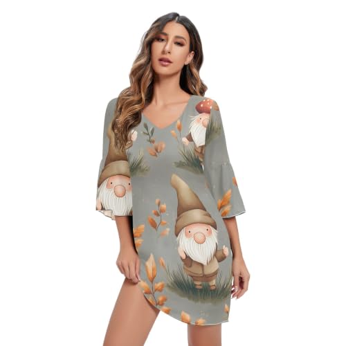 Robe courte en mousseline imprimée fleurie col V robe d'été fluide femme