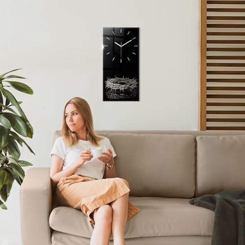 Reloj de vidrio de 30x60cm Sacroarte silencioso para pared de cocina con diseño de la Biblia 3