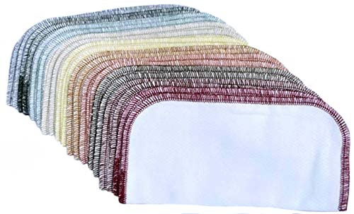 Gina's Soft Cloth Shop 2 Ply 8x8 Inches White Cotton Birdseye Little Wipes Set of 20 Earth Tone Edging- Proudly Made in the USA!