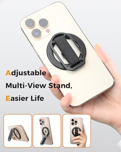 Image of SUPERONE for MagSafe Phone Grip, Magnetic Phone Ring Holder, Magnetic Phone Grip with MagSafe Strap, Adjustable Finger Ring Grip Kickstand for iPhone 17 16 15 14 13 12 Series Mag Safe Accessories