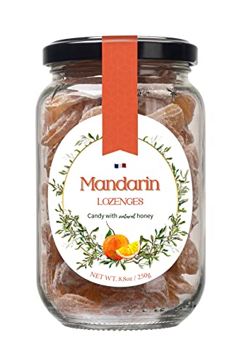 Gourmanity Mandarin Flavor Honey Lozenges 250gr, Natural Lozenges Made with Honey & Mandarin Flavor, Gourmet Candy Honey Drops, Soothing Honey Throat Lozenges (8.8oz/250gr Pack)
