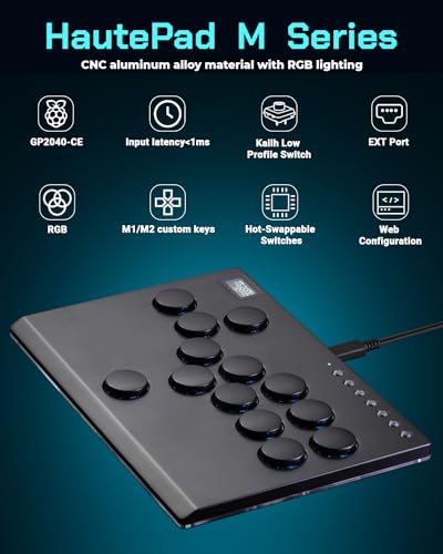 Sehawei Haute42 All Metal Arcade Stick 13Keys All-Button Controller with Custom RGB & Turbo Functions,Arcade Fighting Stick for PC/Ps3/Ps4/Switch/Steam-Supports SOCD