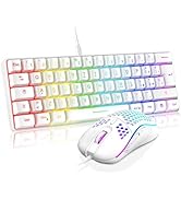 T60 Set Tastiera E Mouse Da Gioco, Mini 60% Tastiera Meccanica Compatta 62 Tasti, 19 Rainbow LED Light, UK Layout Mouse Da Gioco A 6400 DPI Mouse - Foto 3