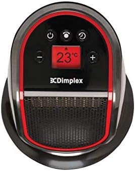 Dimplex M2GTS Ceramic Heater, Compact 2kW Fan Heating Unit, Portable Electric Free Standing Fan Heater with Motorised Oscillation, Digital Display, Eco Mode & Timer, for Home or Office  Black/Red