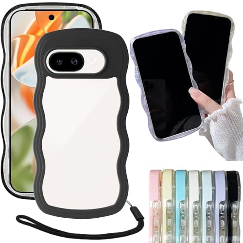 【WenziLior】 Google Pixel 9a 用 ウェーブデザイン クリア 2in1 ケース ストラップ 適用 Google Pixel9a 透明 カバー グーグルPixel9a ピクセル9a スマホケース グーグル ピクセル 9a グーグル 9